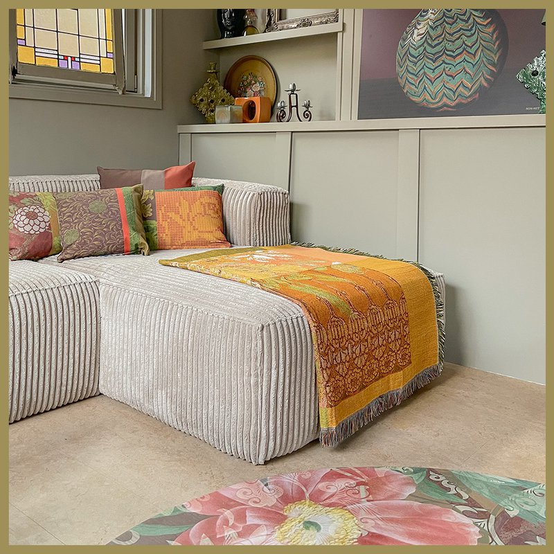 NIN-NIT | Couverture florale | plaid | couverture tissée | 160 x 220 cm