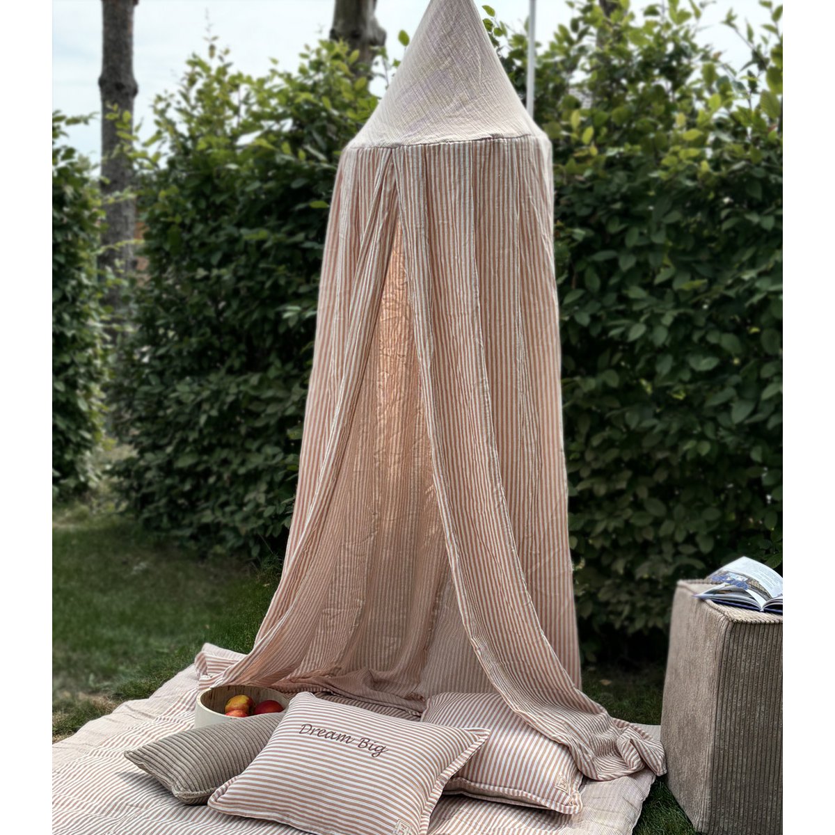 Beige Stripes  - Bed canopy