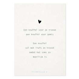 A simple, minimalist postcard with a heartfelt message of comfort and love, suitable for condolences or expressing sympathy.