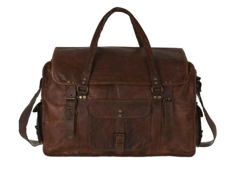Borsa da viaggio in pelle di capra marocchina fatta a mano – Borsone "Aero" artigianale da 20" (50 cm) e borsa da palestra per volo unisex premium