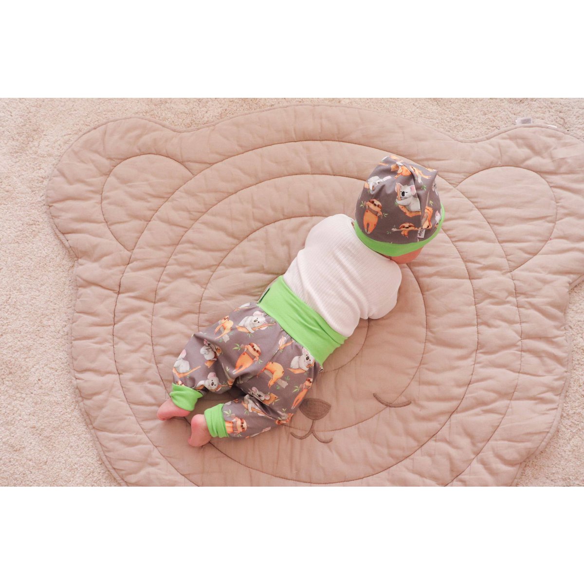 Pantalon bébé unisexe koala et paresseux gris, citron