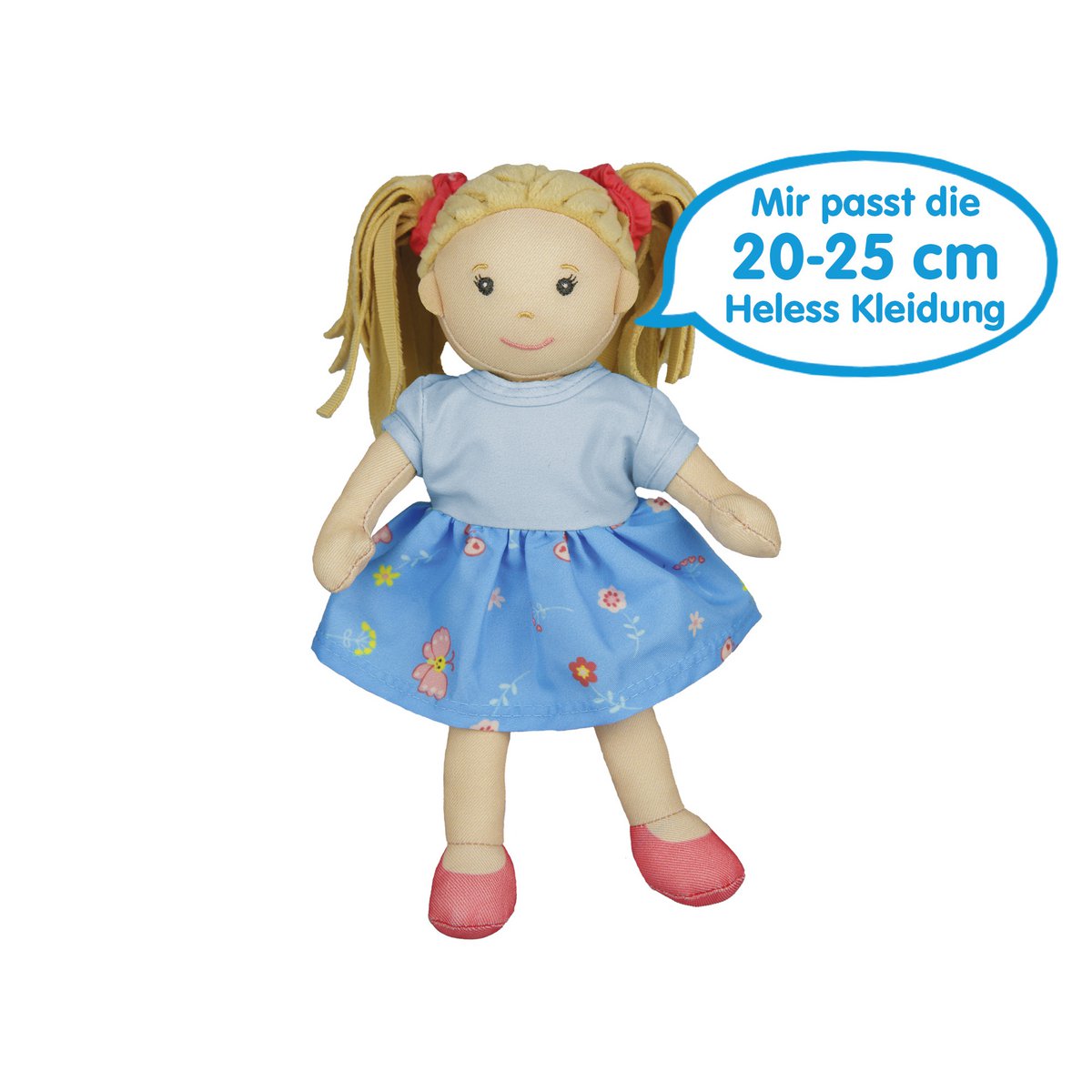 Doll di tessuto '' pippa '' con vestito per indossare e decollare, 22 cm