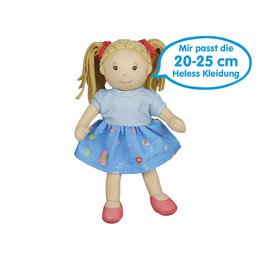 Stof Doll '' Pippa '' med kjole til at sætte på og tage af, 22 cm