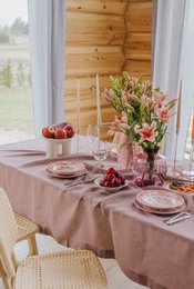 Woodrose linen tablecloth
