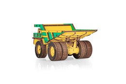 Eco Wood Art (EWA) 3D-Puzzle aus mechanischem Holz, Bergbau-Muldenkipper Belaz-7513E, 4219, Farbe Gelb und Grün, 17 x 10 x 9 cm