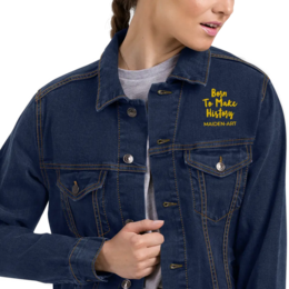 Embroidered denim jacket The Rebel Girl in Me will Never Die Unisex denim jacket - Gold Embroidery