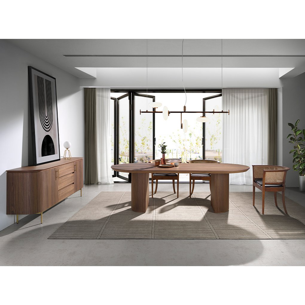 Sideboard in walnut wood and golden steel 3228