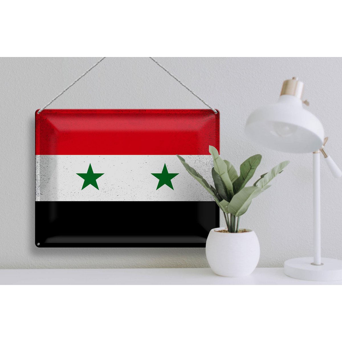 Tin Sign Flag Syria 40x30cm Flag of Syria Vintage