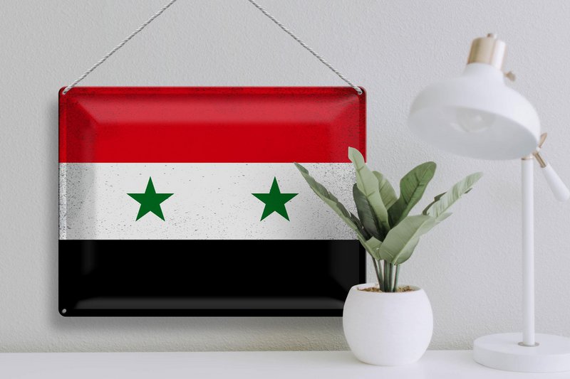 Tin Sign Flag Syria 40x30cm Flag of Syria Vintage