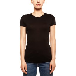160 Merino-set voor dames, 2-delig, met korte mouwen en zwart broekje