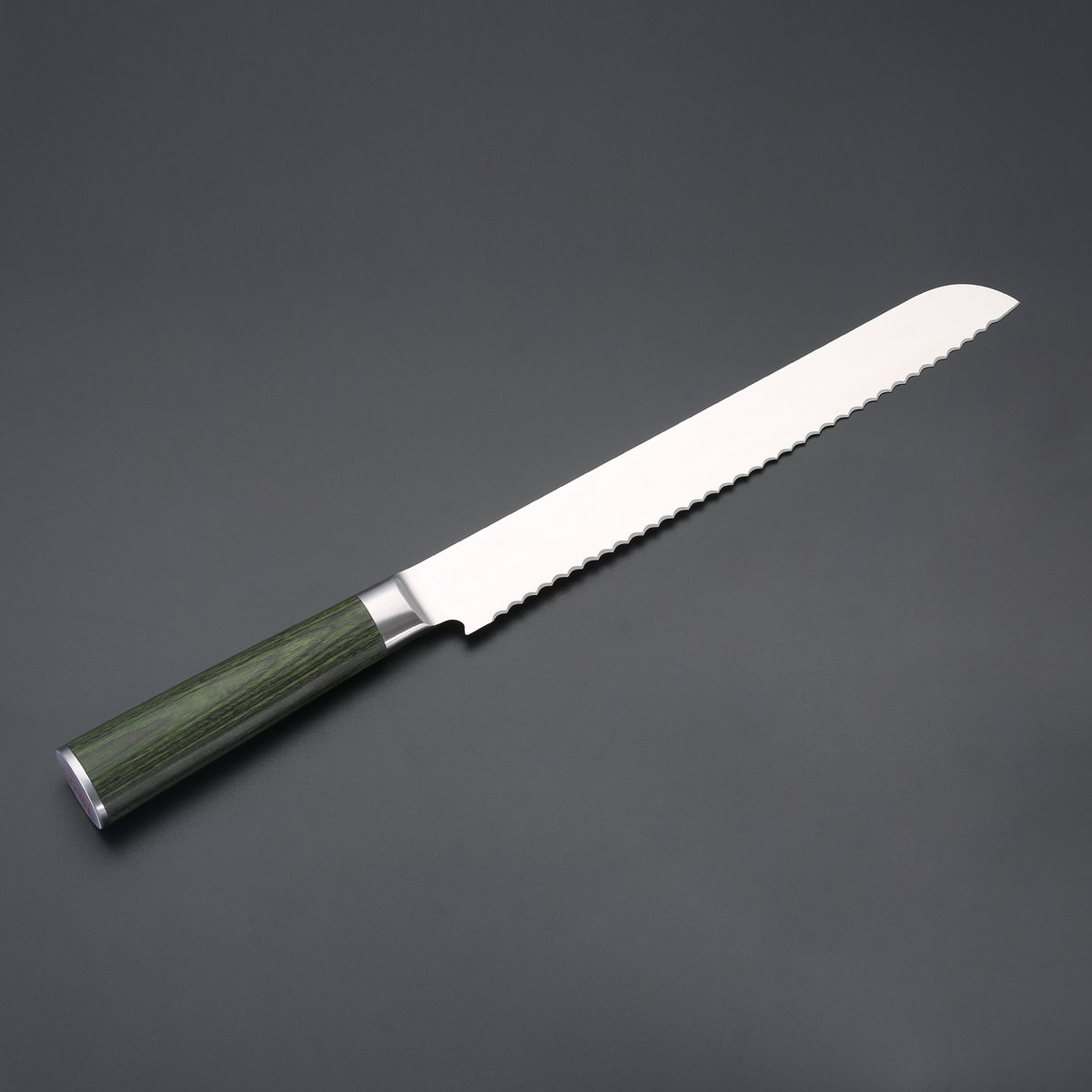 Miyazaki Kodawari Brotmesser 9", Griff Pakkaholz verde