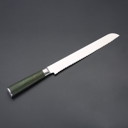Miyazaki Kodawari Brotmesser 9", Griff Pakkaholz grün