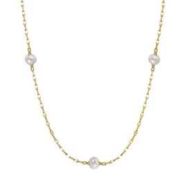  Elegant gold-tone necklace with cultured pearls, perfect for adding a touch of sophistication to any outfit.