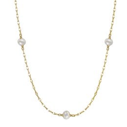 Elegant gold-tone necklace with cultured pearls, perfect for adding a touch of sophistication to any outfit.