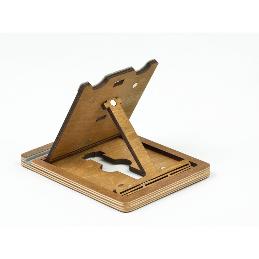 Supporto per tablet in legno fatto a mano Krea-Wood realizzato in legno di betulla, colore marrone