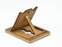 Krea-Wood ręcznie wykonany drewniany stojak na tablet wykonany z drewna brzozowego, kolor brązowy