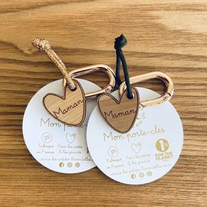 Houten sleutelhanger - Mama hart