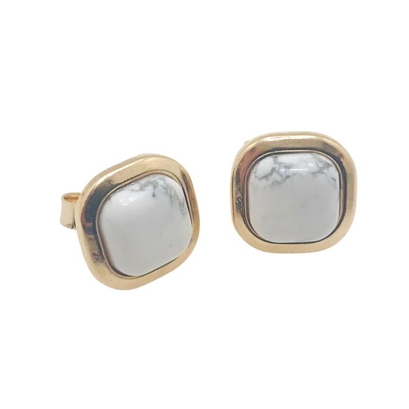 Petite boucle d'oreille carrée avec pierres précieuses encadrées