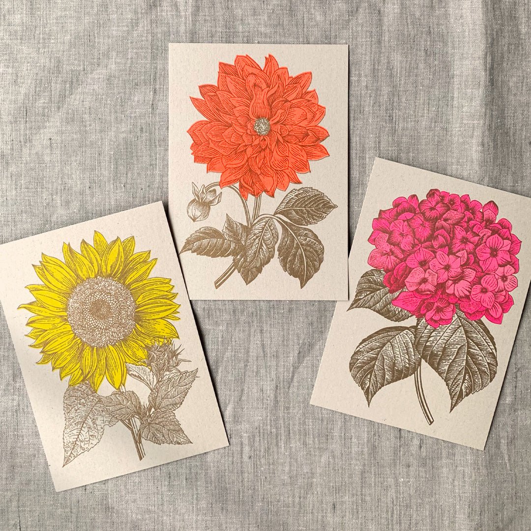 Ansichtkaart / Dahlia / Risografie