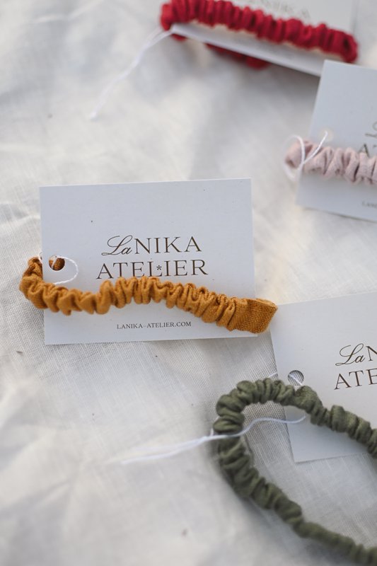 Skinny No plastic Elastic Linen Scrunchies - Linen Hårbånd