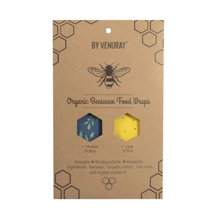 Venuray Organic Beeswax Food Wraps 2-pack
