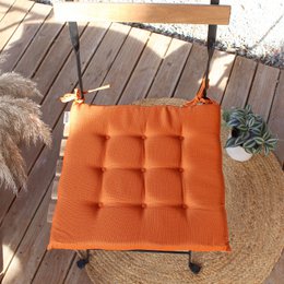  Orange square chair cushion, water-repellent, anti-UV, quilted design, outdoor seating pad