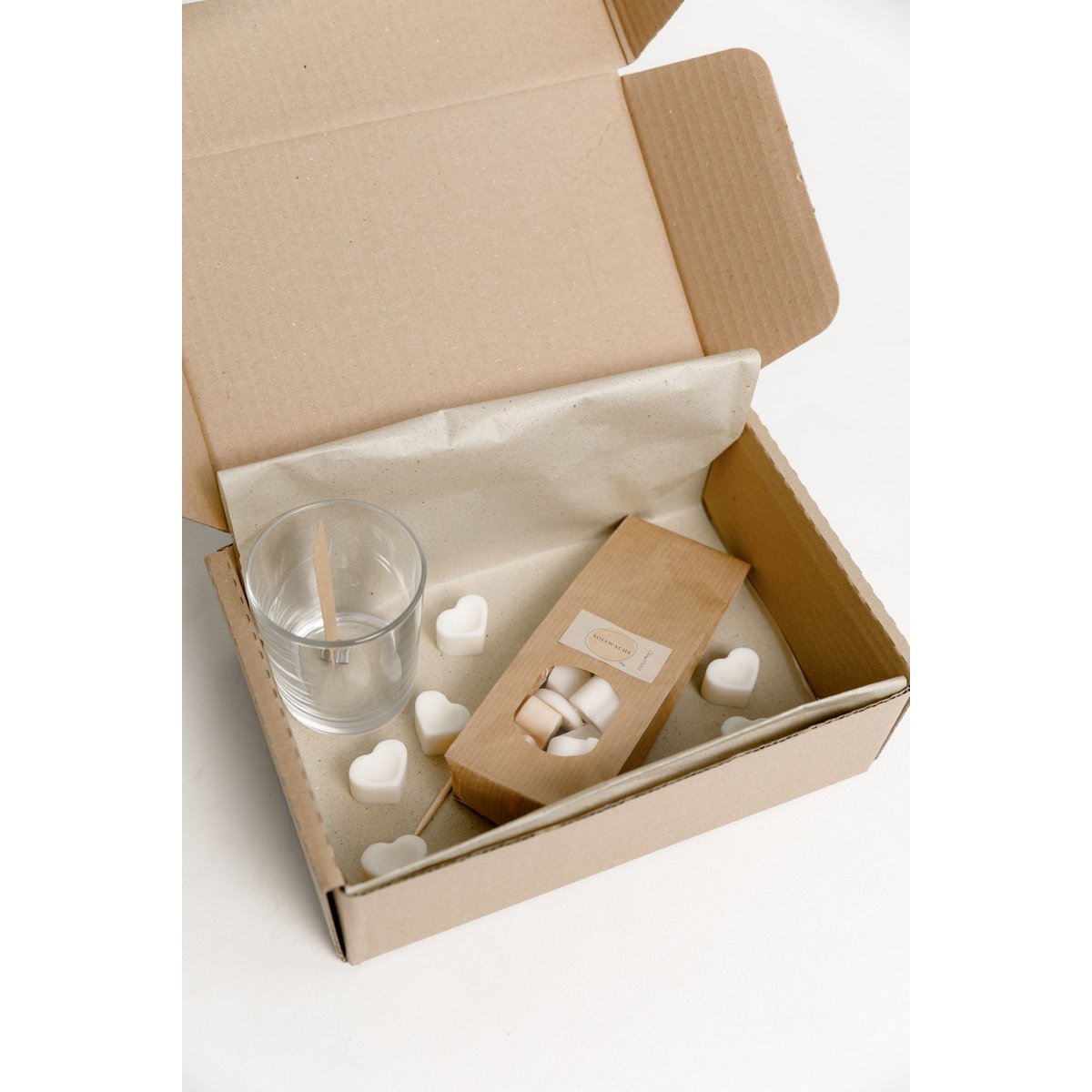 CAJA DE VELAS - SET DE BRICOLAJE HAGA VELAS USTED MISMO - Kit de bricolaje de vidrio transparente con mecha de madera