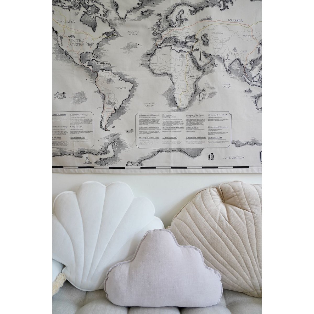 Cotton world map for children "Civilisational achievements"