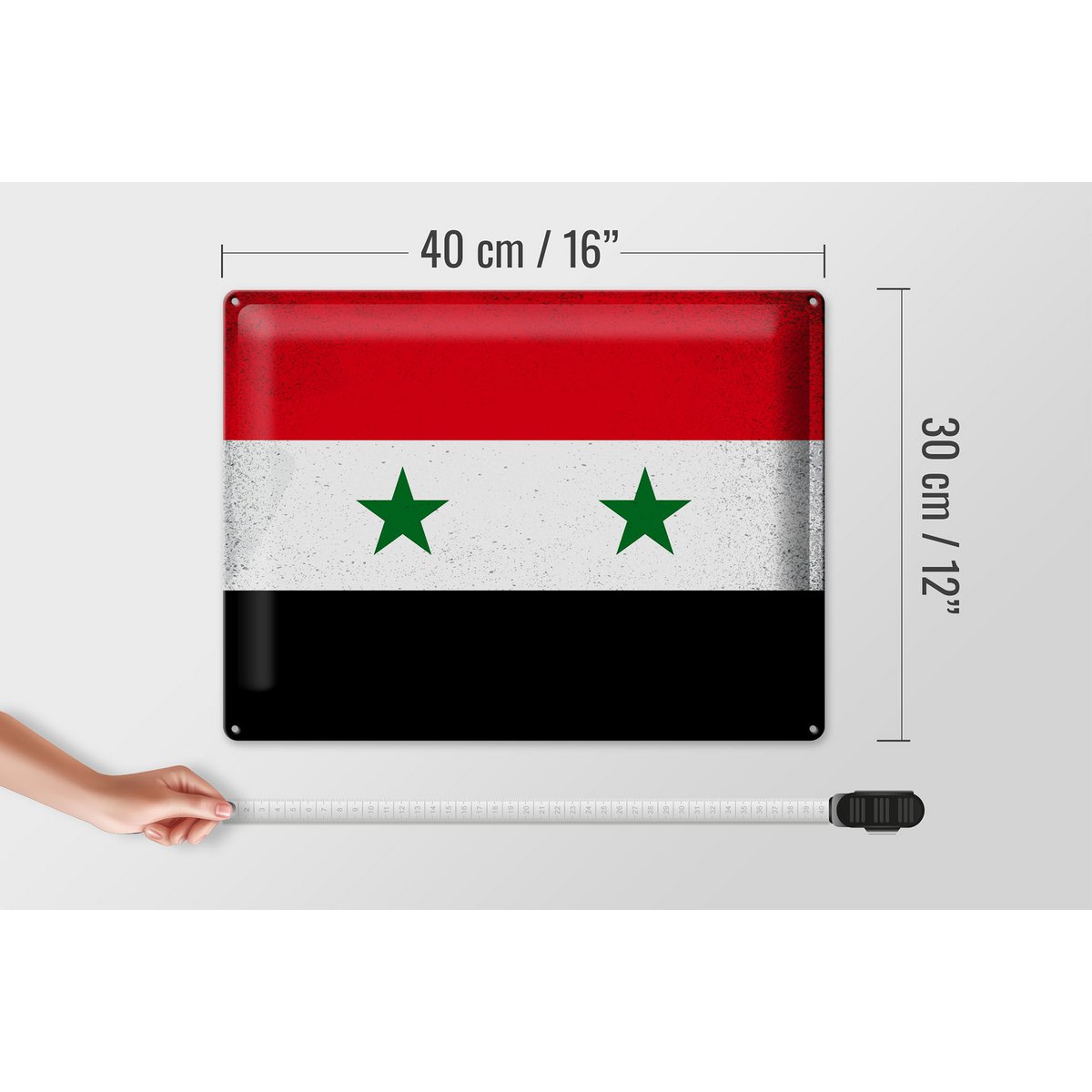 Tin Sign Flag Syria 40x30cm Flag of Syria Vintage