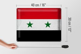Tin Sign Flag Syria 40x30cm Flag of Syria Vintage