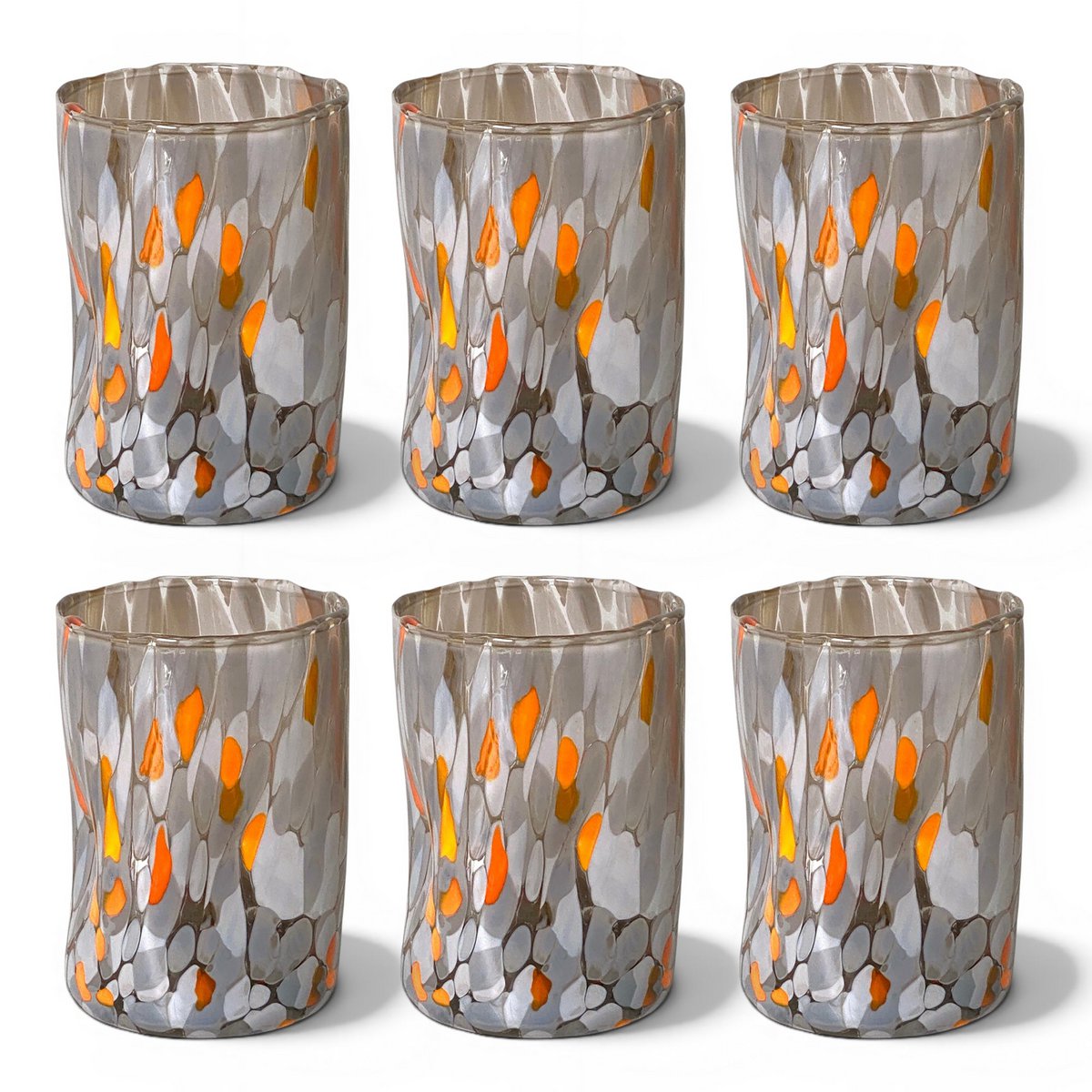 Verres Naif Tumbler en verre soufflé et fait main avec murrine de Murano, ligne « I Colori di Murano » 395 ml. Fabriqué en Italie