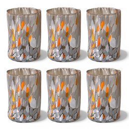 Verres Naif Tumbler en verre soufflé et fait main avec murrine de Murano, ligne « I Colori di Murano » 395 ml. Fabriqué en Italie