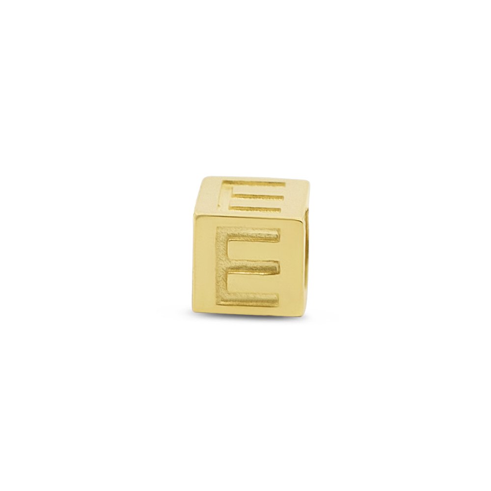 Neuer Bling 9NBG-912E Goldwürfel mit Buchstabe E – 3,8 mm – Anhänger – 14 Karat – Gold