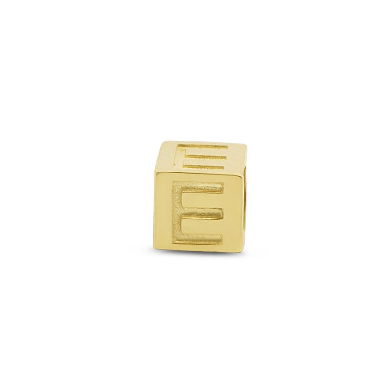 New Bling 9NBG-912E Gold Cube with Letter E - 3.8mm - pendant - 14 Carat - Gold