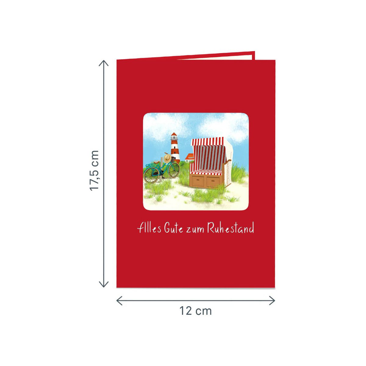 Happy retired beach chair pop-up card