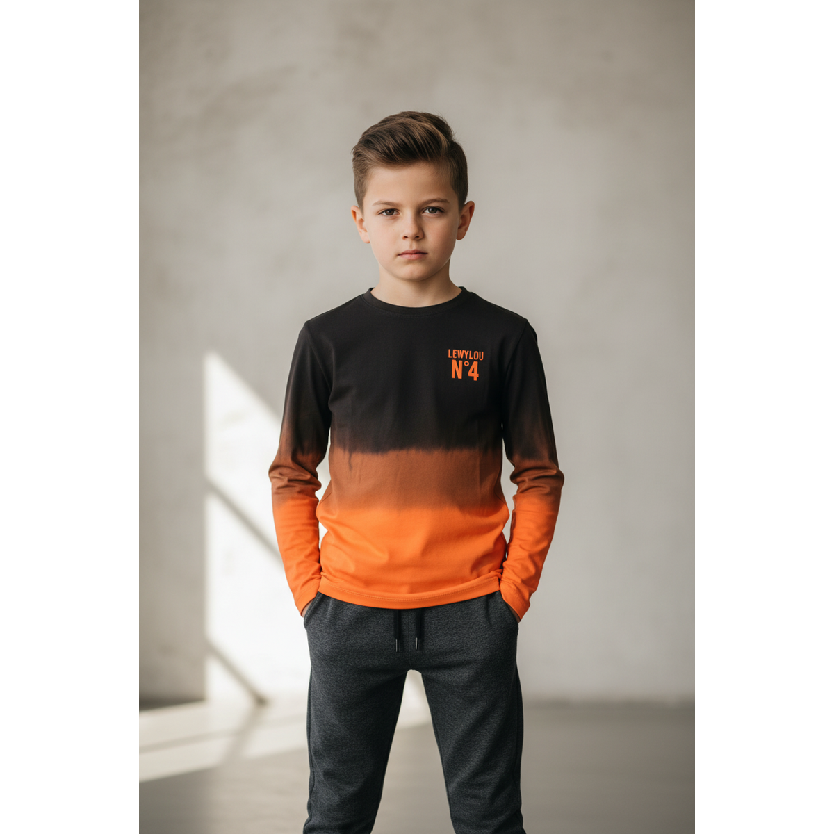 Lewylou NO4 Manches Longues – Tie Dye Noir-Orange – Urban Kids Fashion