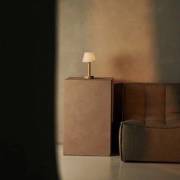 Zoë Light Brown Wooden Rechargeable Table Lamp