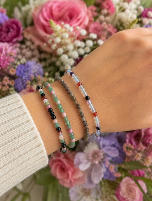 Women's bracelet Aventurine and Rhodochrosite 4 mm