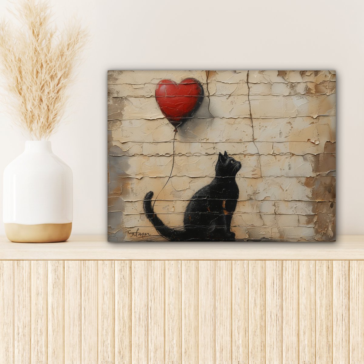 Leinwand Malerei - Wanddekoration Katze - Graffiti - Ballon - Street Art - Zusammenfassung - Wanddekoration Wohnzimmer - Raumdekoration modern - abstrakte Gemälde