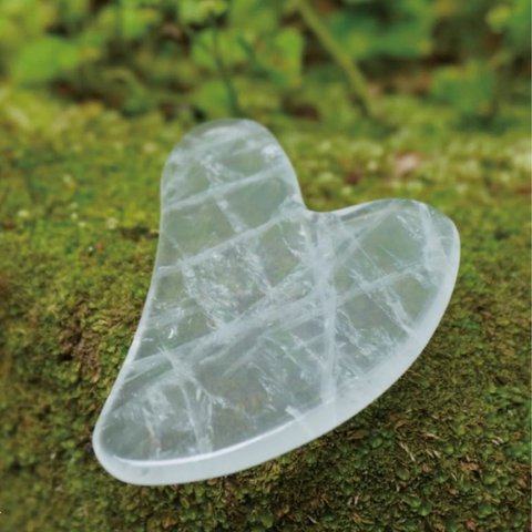 Gua sha - Natural Rock Crystal - Massage Accessory Tool - Face Lift - Free Cover