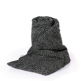 Warming scarf leopard print khaki green | 70cm | organic linseed