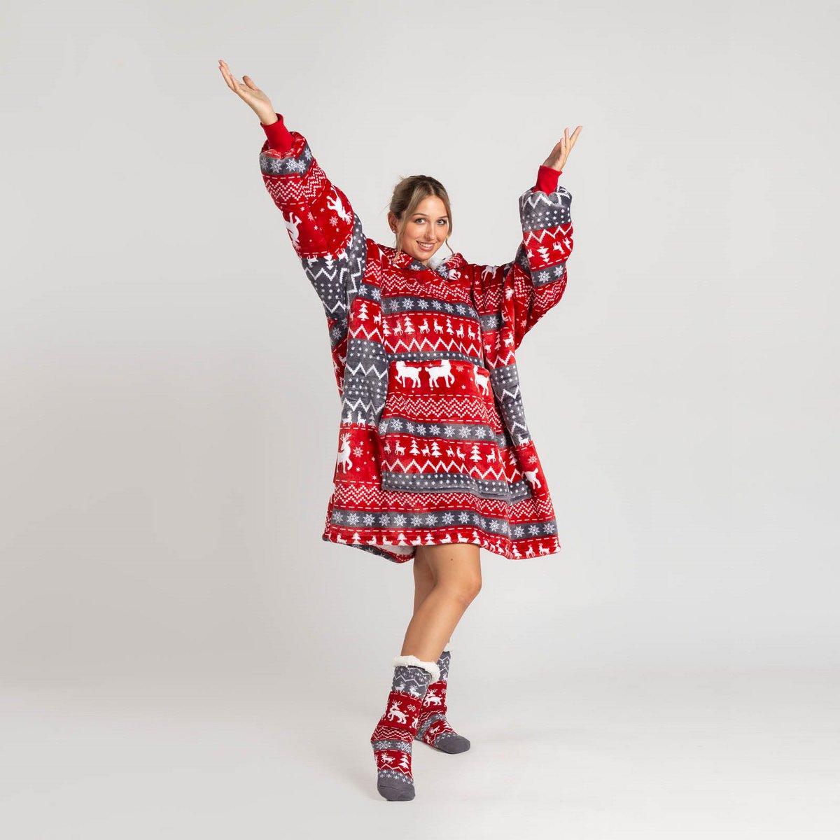 Vitapur - Hoodie blanket + socks - Red Christmas