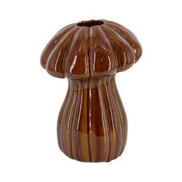 Earthenware mushroom vase Fuma brown