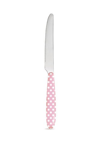 Knife pastel pink with dots 21 cm