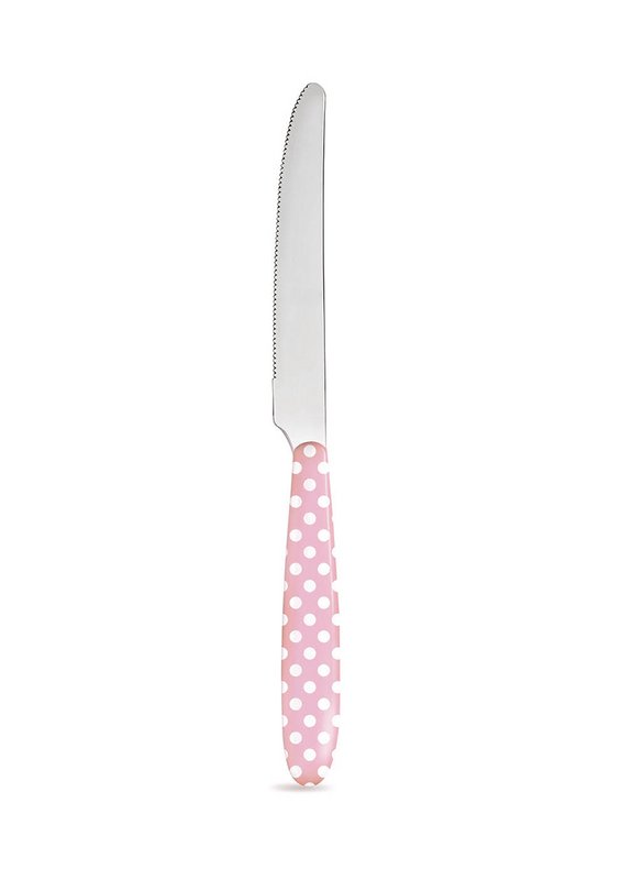 Knife pastel pink with dots 21 cm