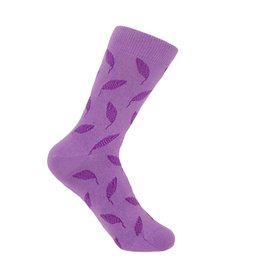 Violet women's socks with leaf pattern design