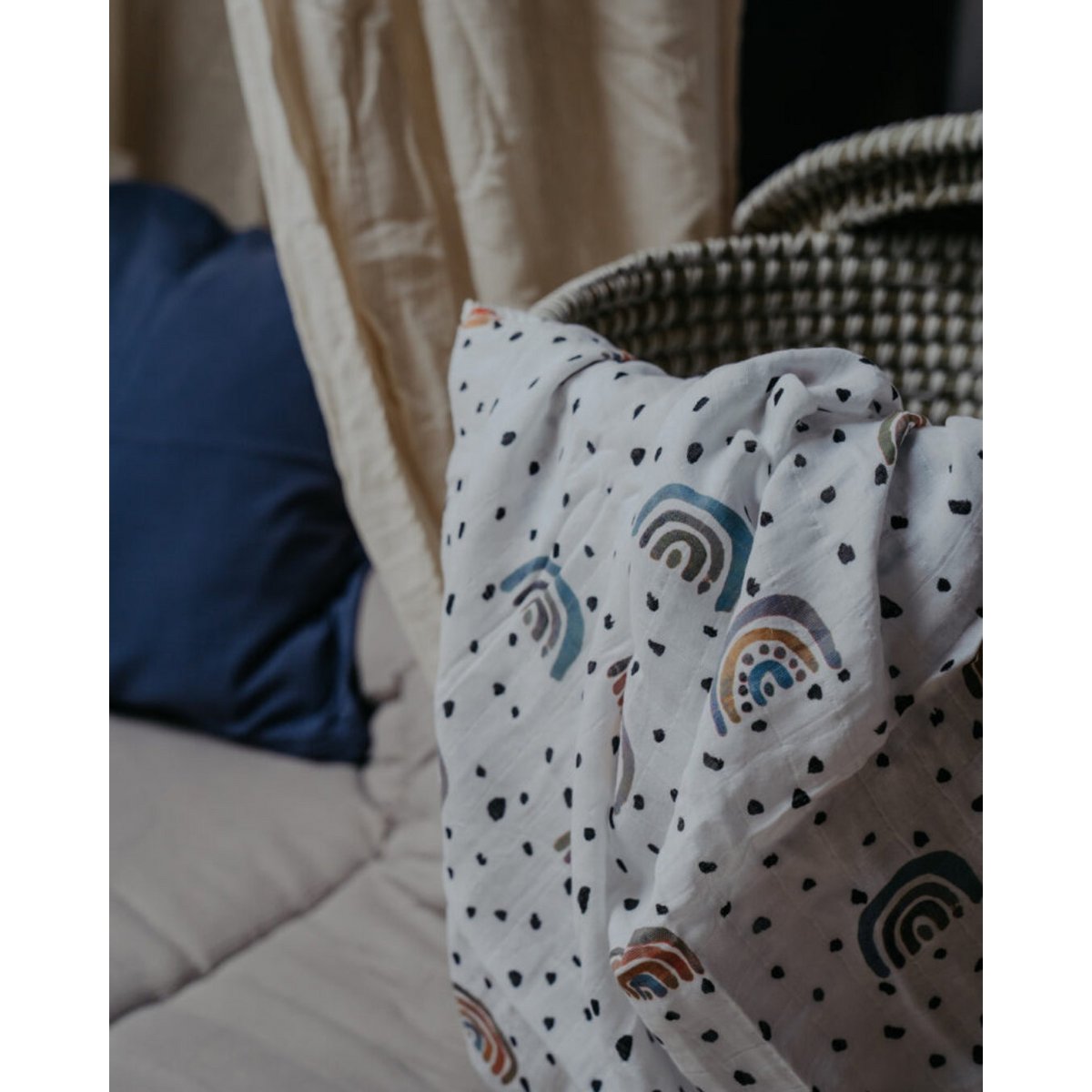 Muslin cloth organic cotton 120x120cm • Rainbow