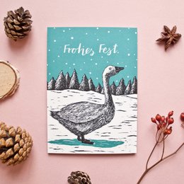 Weihnachtskarte Gans