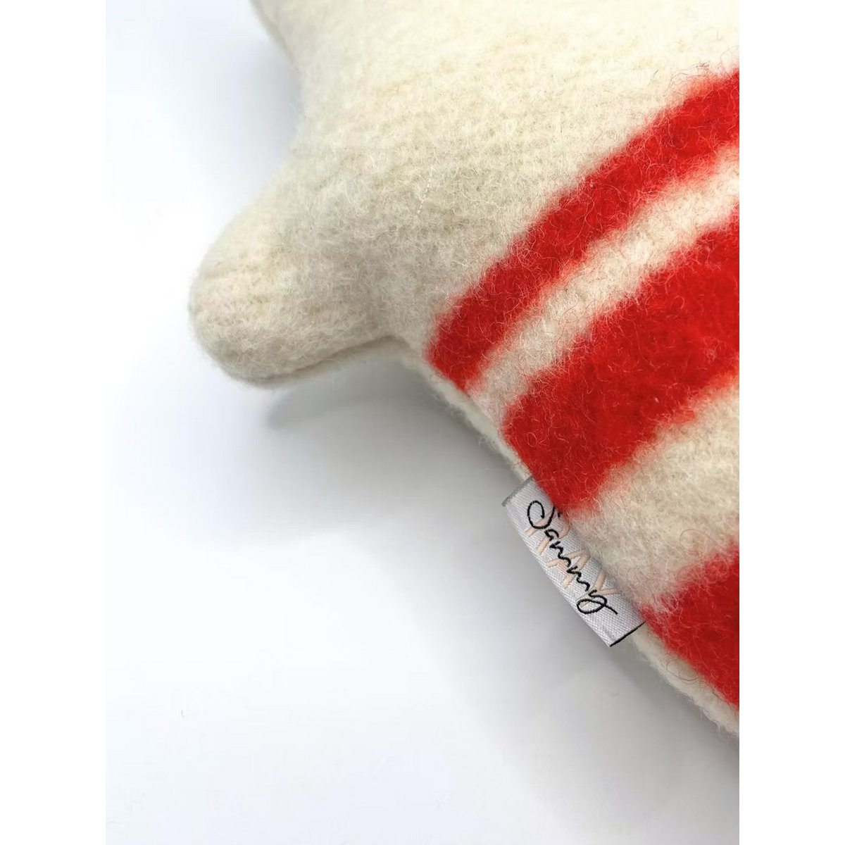 Baby Hippo knuffel - Vintage wollen deken - Rood Beige