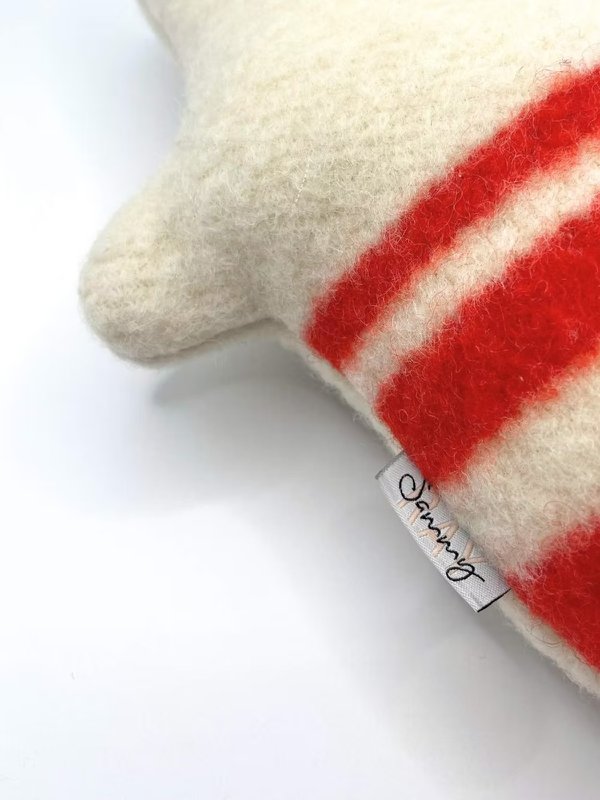 Baby Hippo krammetøj - Vintage uldtæppe - Rød Beige